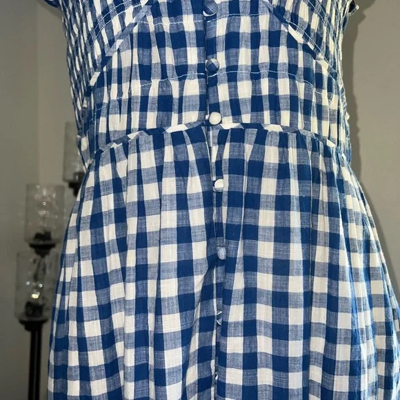 Anthropologie Blue and White Gingham Midi Dress - Picture 8 of 13